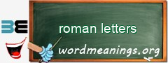 WordMeaning blackboard for roman letters